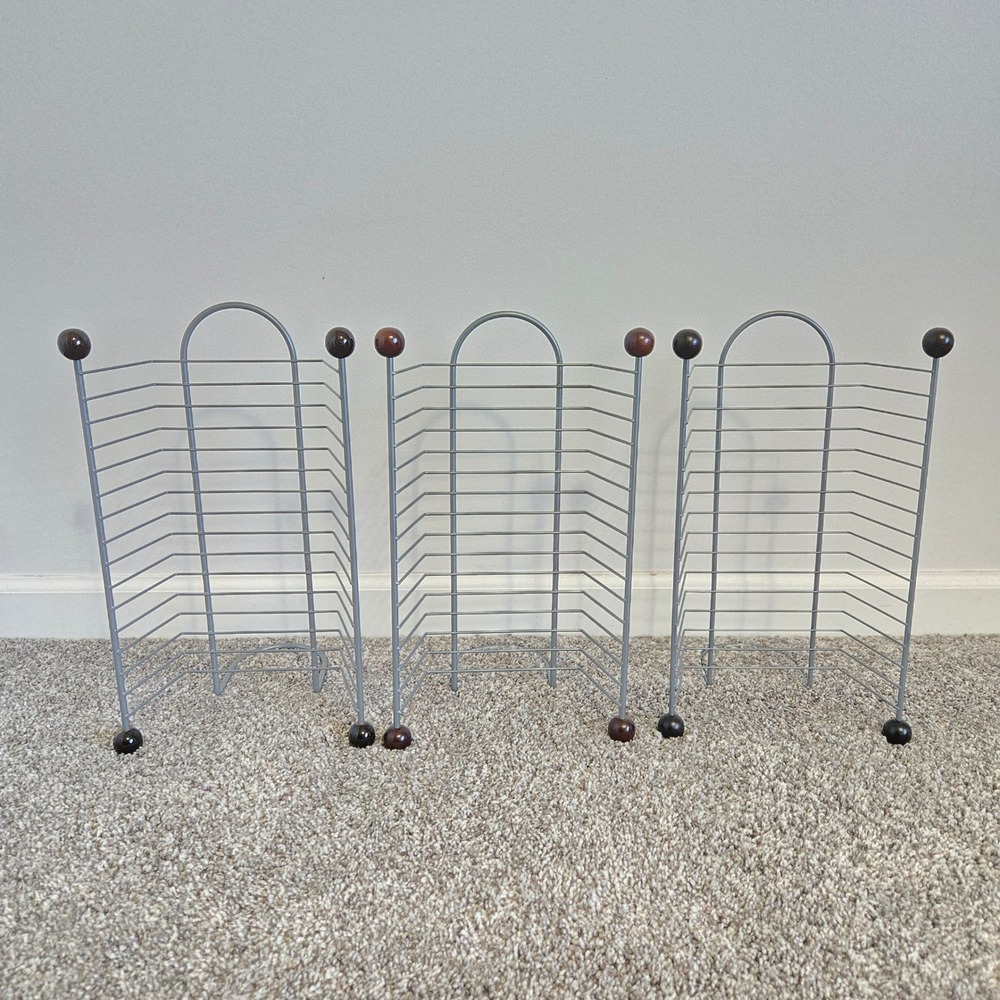 15 DVD Blu-ray Game Holder LOT of 3 Wire Metal Rack Tower Storage Free Standing